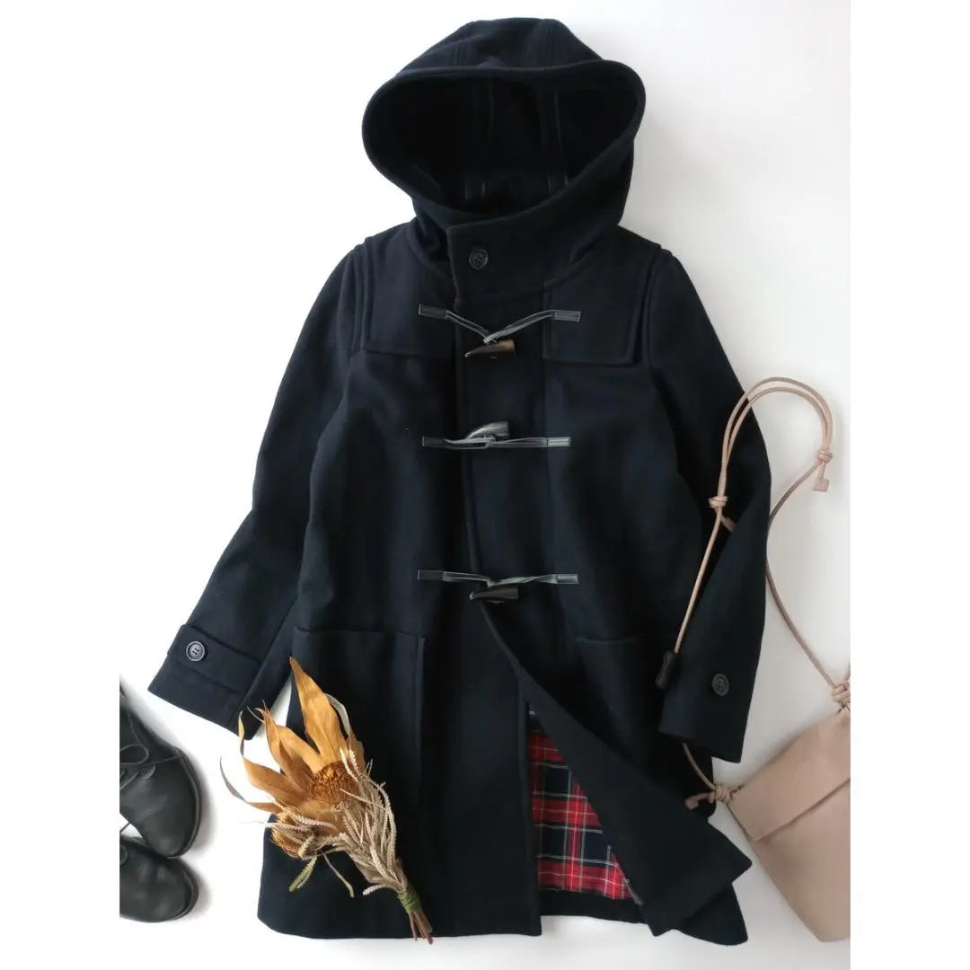 LE MELANGE Lumelangju Long Duffel Coat Dark Navy