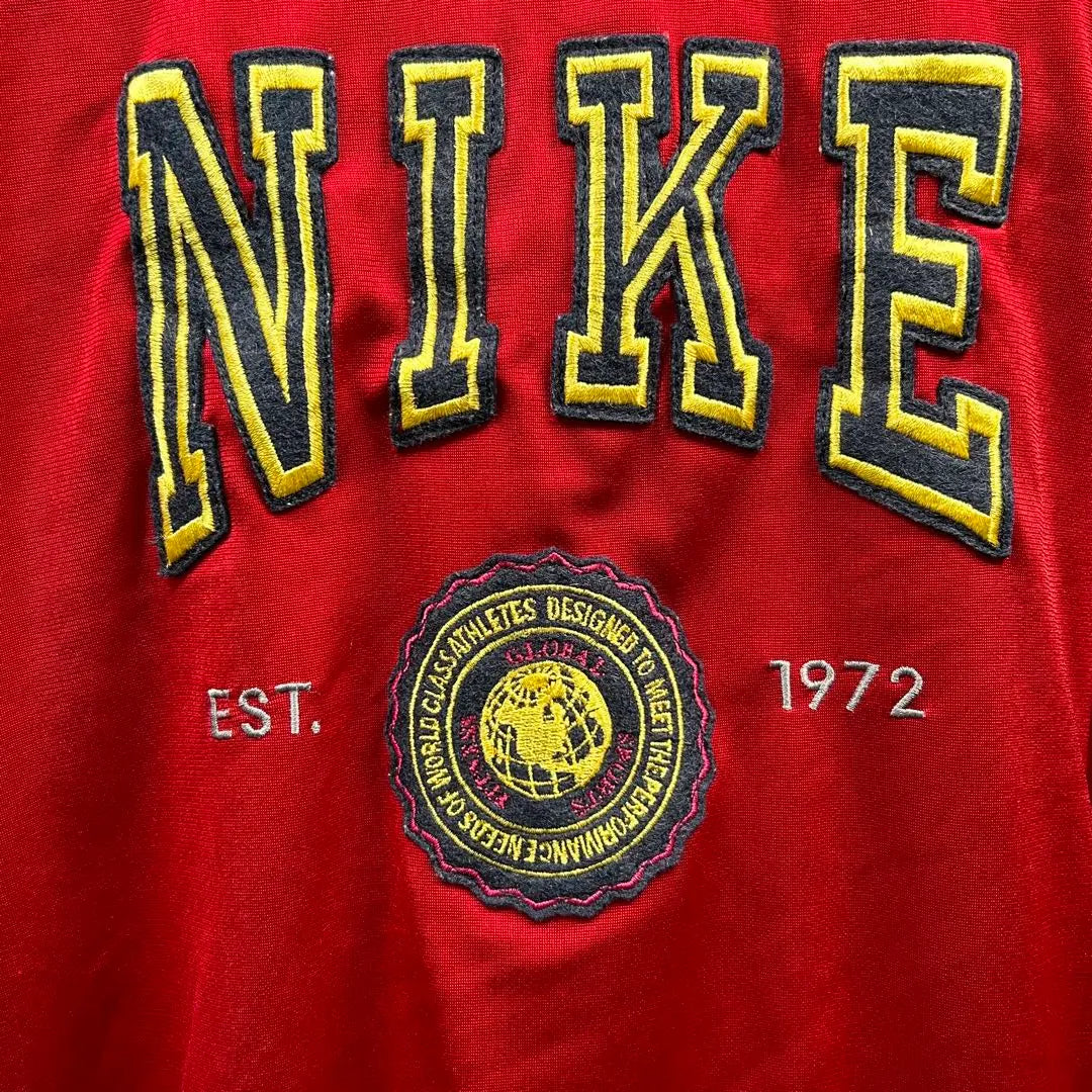 [Buen estado] Chaqueta deportiva NIKE con etiqueta plateada bordada con el logo Swoosh, talla XL para hombre, color rojo