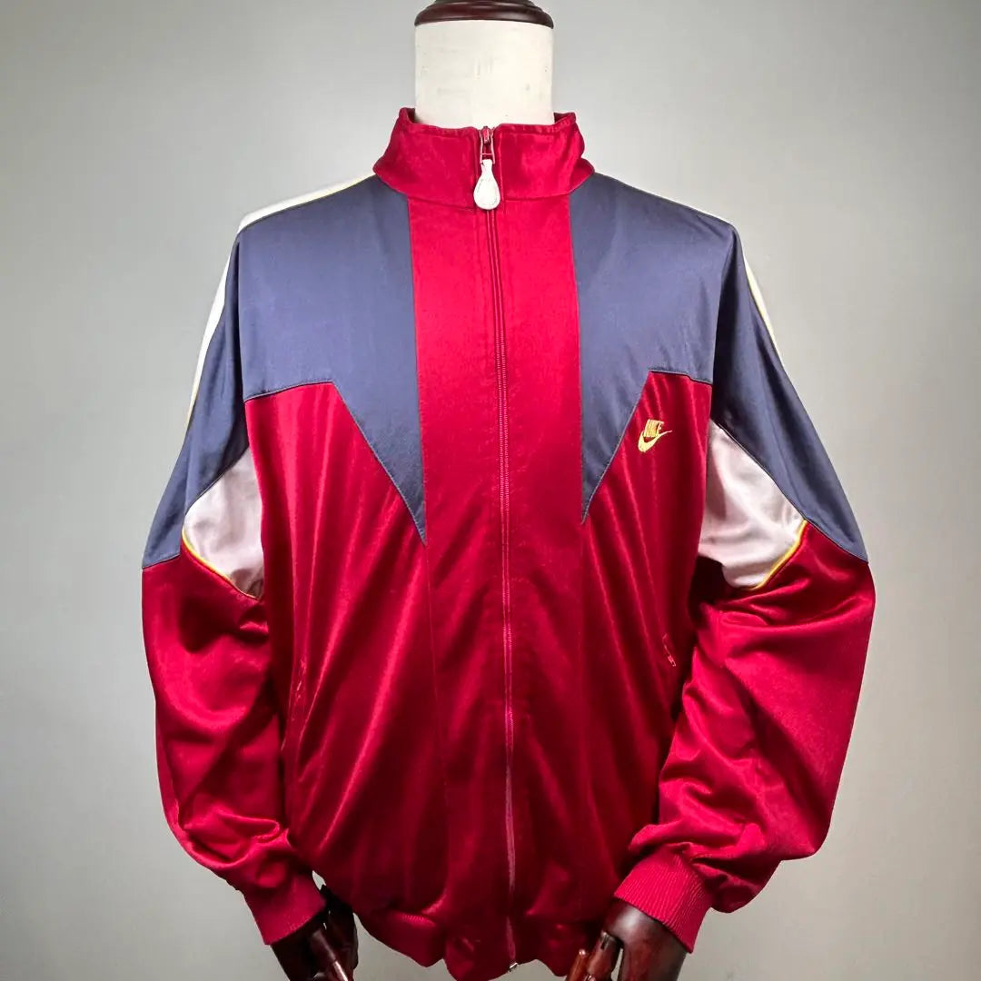 [Good condition] NIKE Track Jacket Swoosh Embroidered Silver Tag Men's XL Red