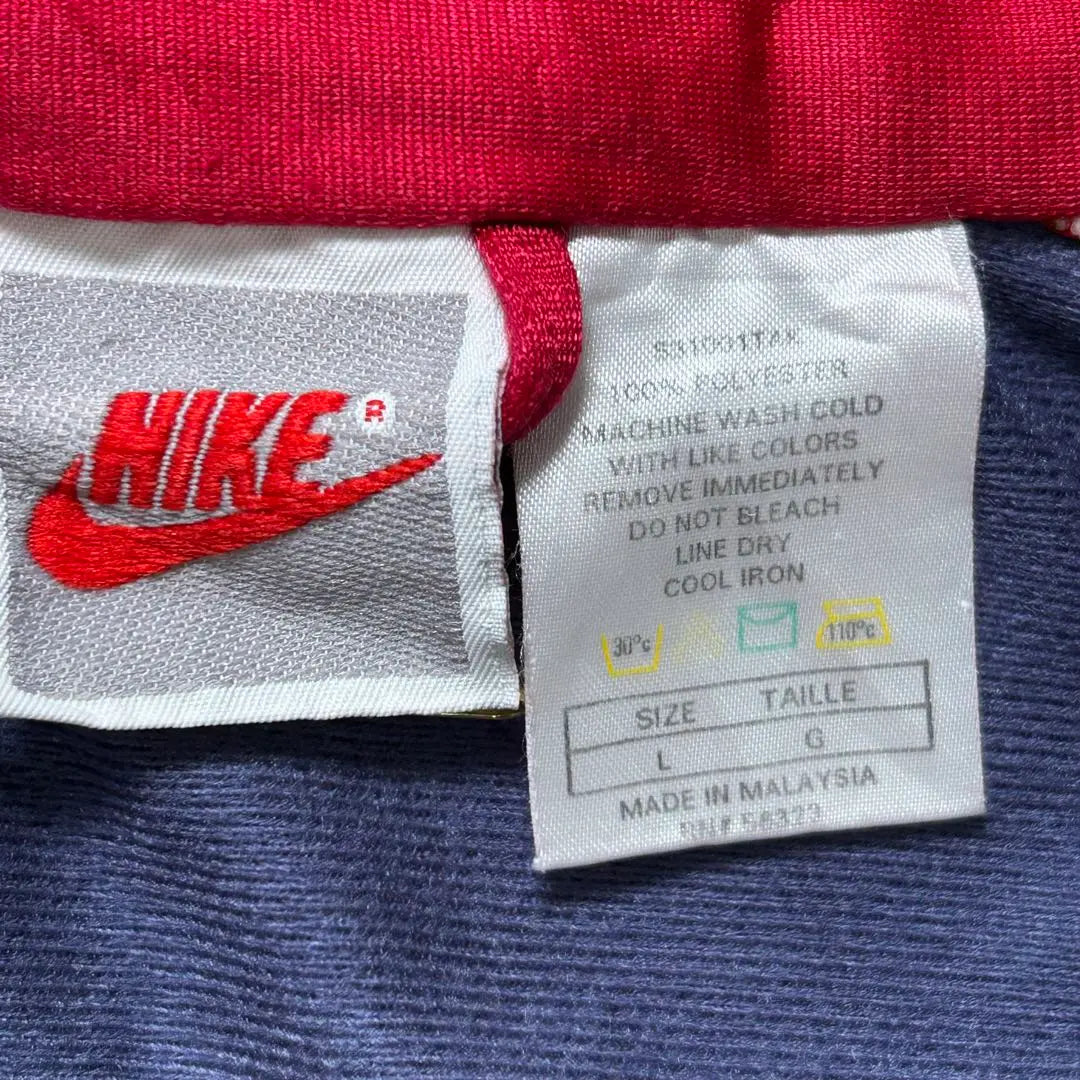 [Buen estado] Chaqueta deportiva NIKE con etiqueta plateada bordada con el logo Swoosh, talla XL para hombre, color rojo