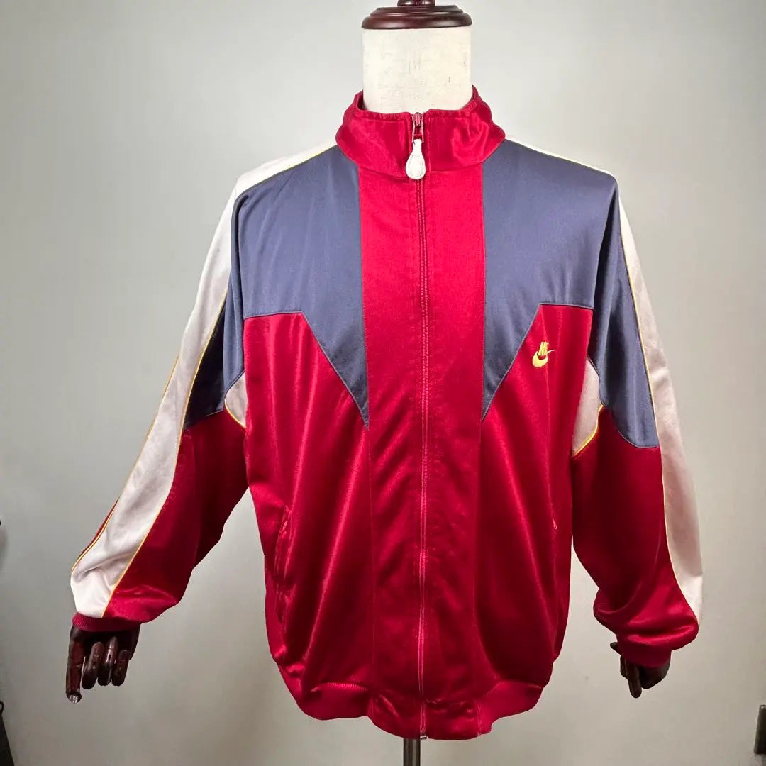 [Good condition] NIKE Track Jacket Swoosh Embroidered Silver Tag Men's XL Red