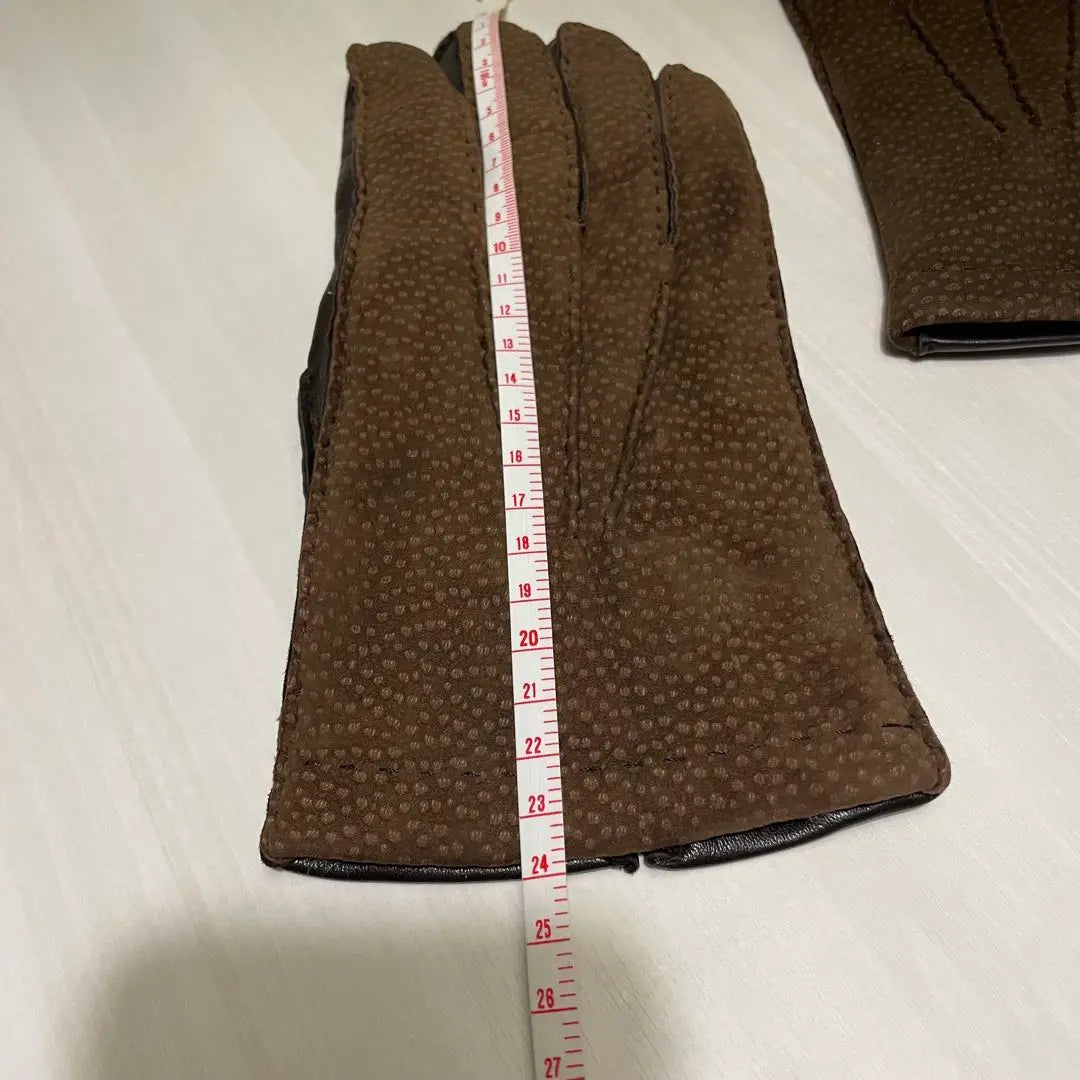 Beautiful condition ☆ Men's gloves ☆ Capybara leather ☆ Brown ☆ Fur ☆ Fur