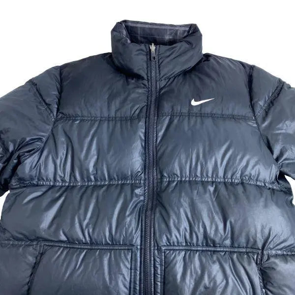 NIKE Reversible Down Jacket Black Gray Check XL Size | NIKE ナイキ リバーシブル ダウンジャケット 黒グレー チェック XLサイズ