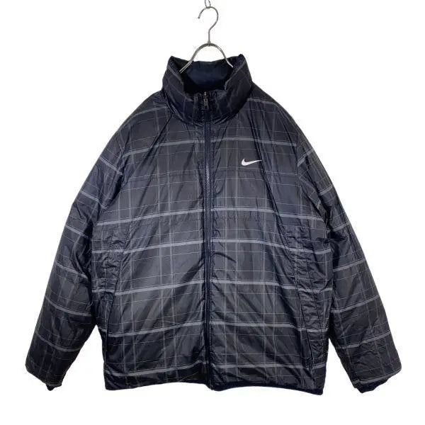 NIKE Reversible Down Jacket Black Gray Check XL Size | NIKE ナイキ リバーシブル ダウンジャケット 黒グレー チェック XLサイズ