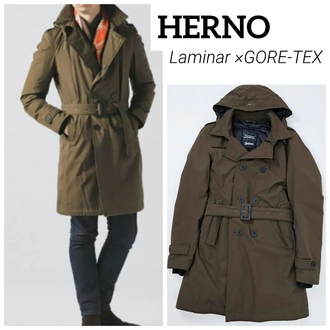 Belleza polar ★ Herno Laminar × Gabardina GORE-TEX 44 | 極美品★ヘルノ LAMINAR×GORE-TEX トレンチダウンコート 44