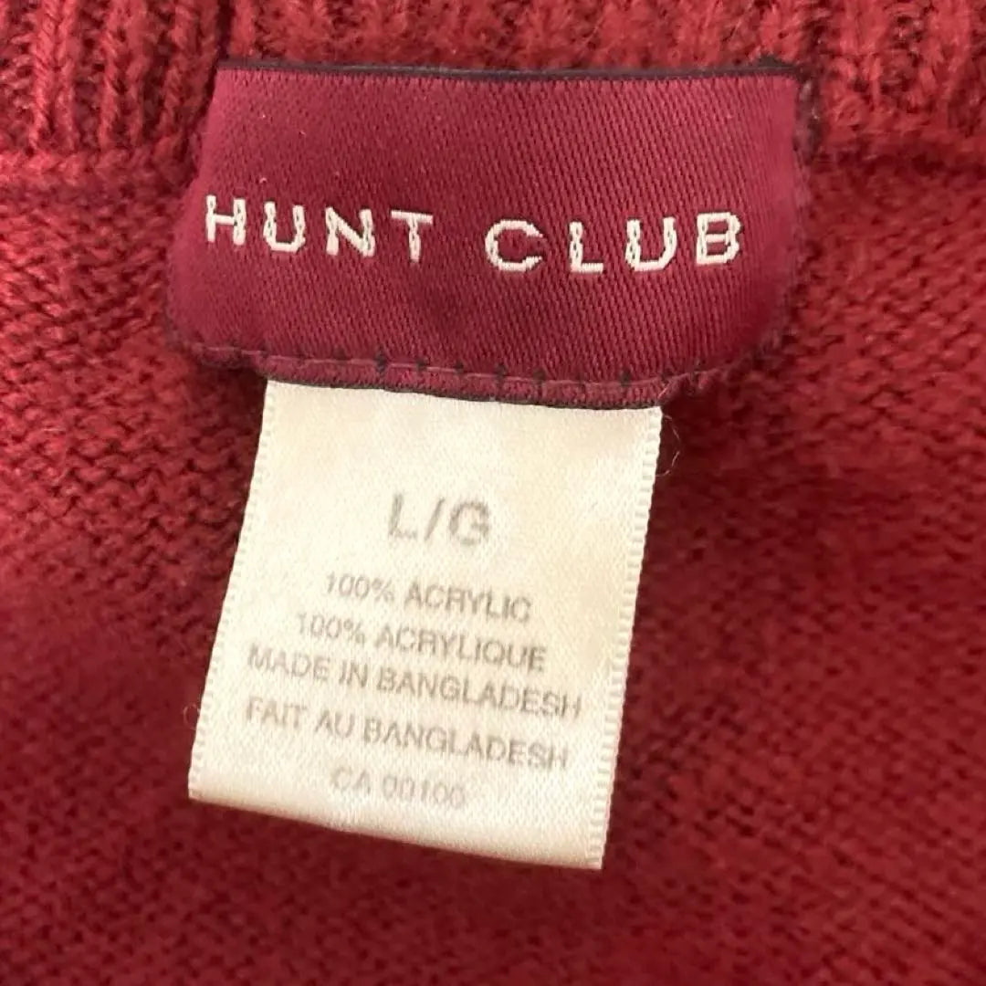 Jersey de punto para hombre rojo HUNT CLUB con borde liso y puntos sueltos | 無地 ボーダー ゆるだぼ CLUB DE CAZA レッド メンズ セーター ニット