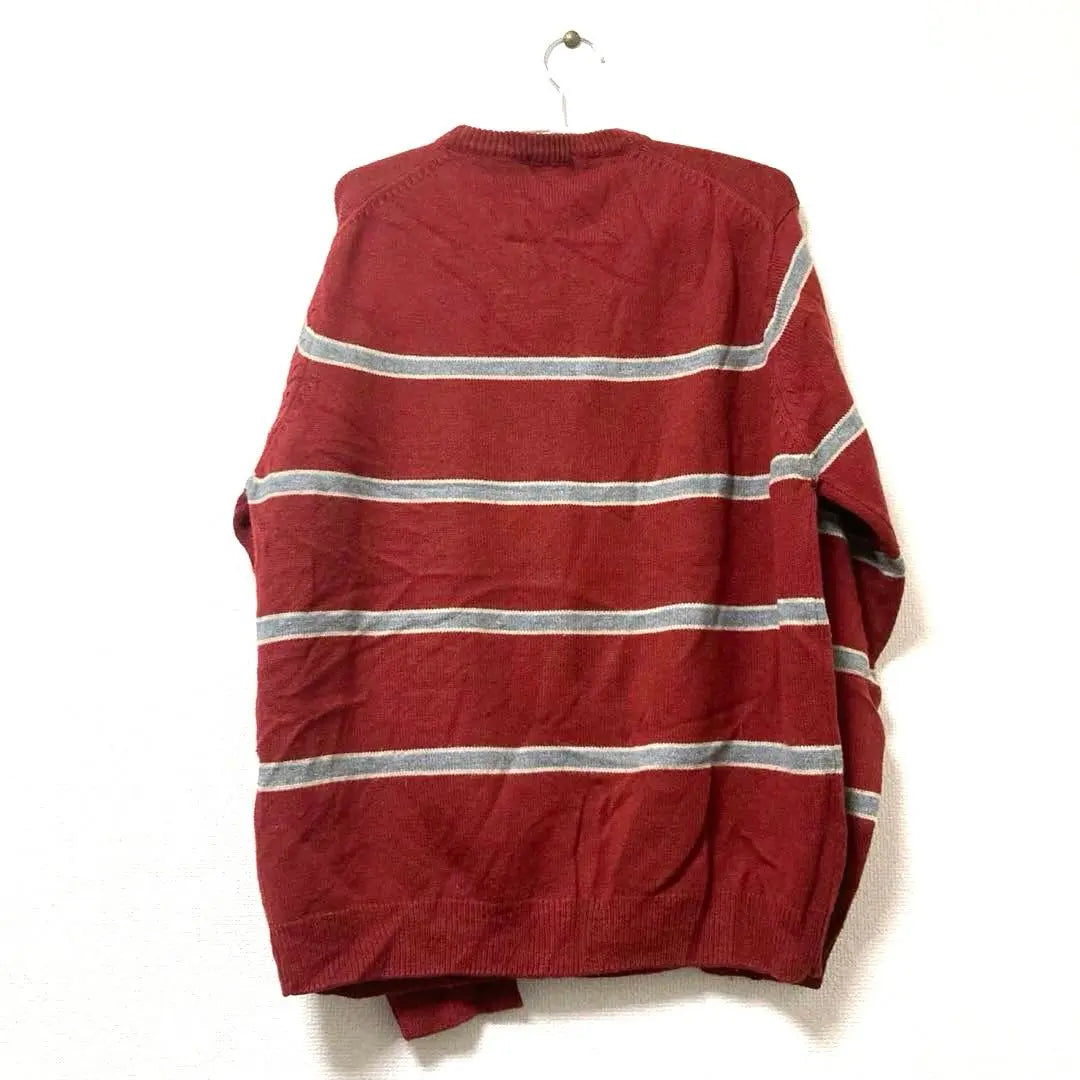 Plain border loose dotted HUNT CLUB Red Men's Sweater Knit | 無地　ボーダー　ゆるだぼ HUNT CLUB レッド　メンズ　セーター ニット