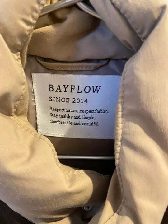 Bayflow Yoke Leather Down Vest L Size Beige & Charcoal