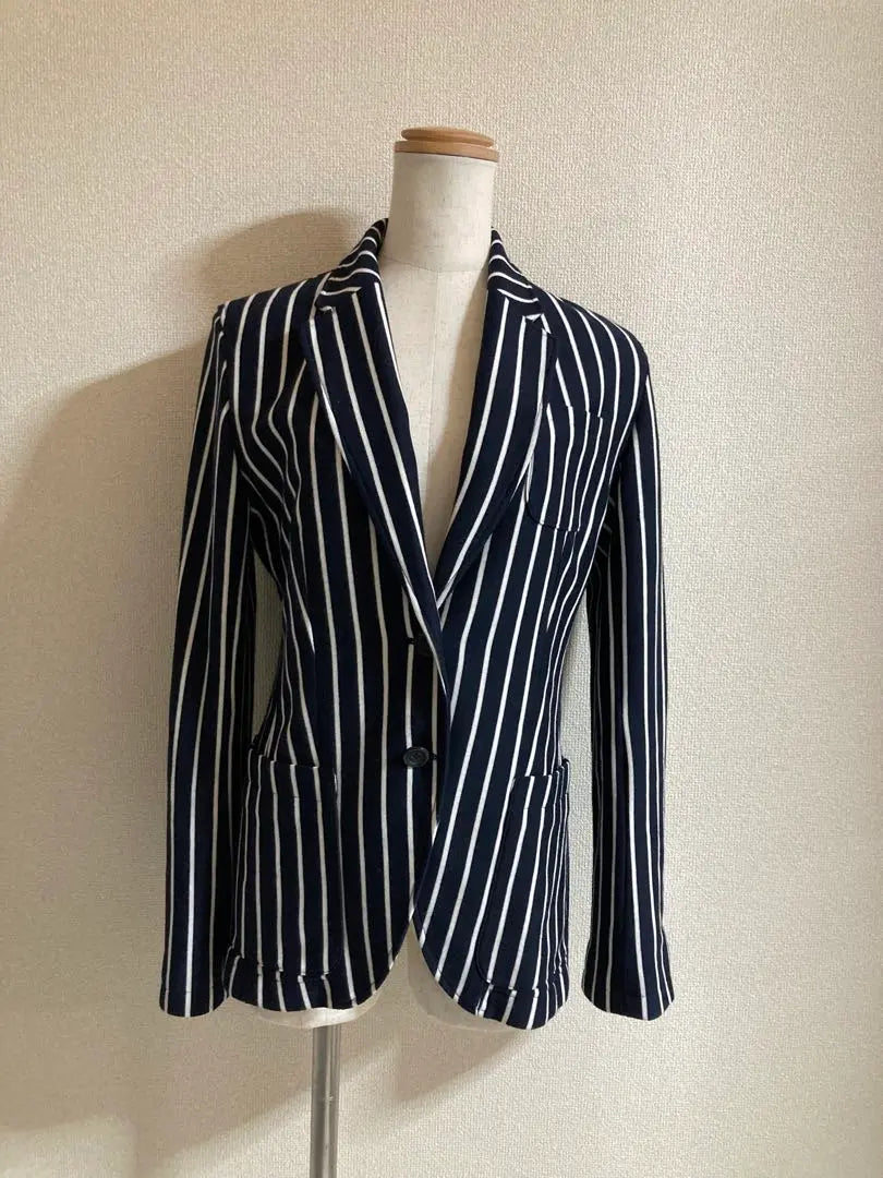 Beautiful condition ✨ PLST stripe jacket navy x white large L