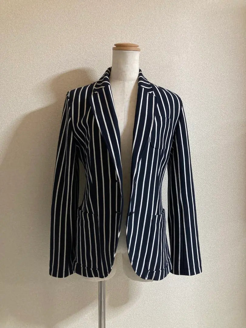 Beautiful condition ✨ PLST stripe jacket navy x white large L