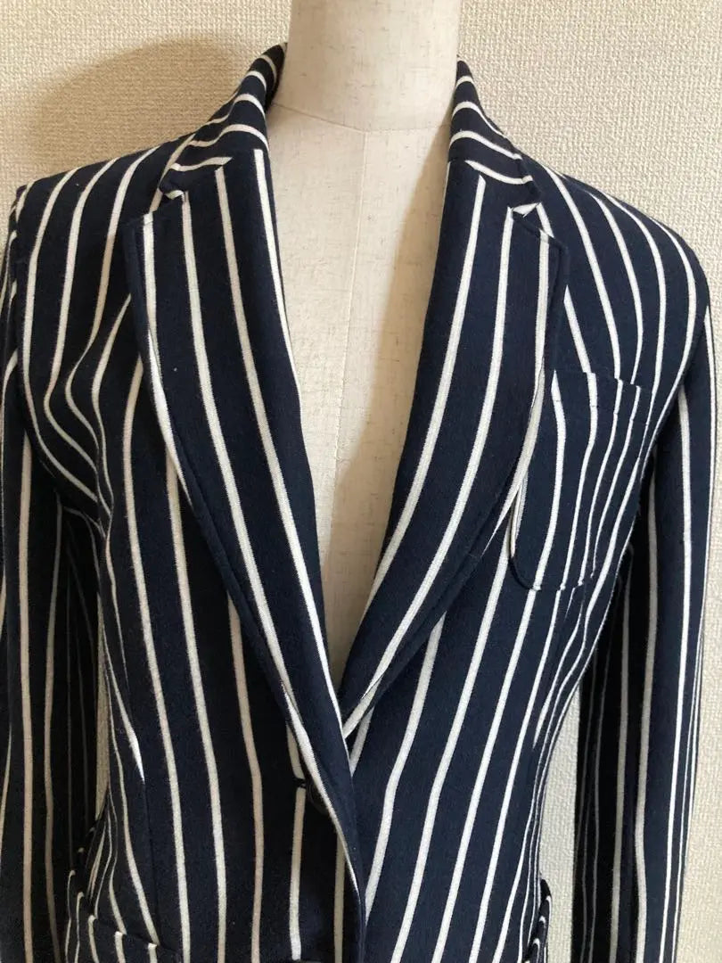 Beautiful condition ✨ PLST stripe jacket navy x white large L