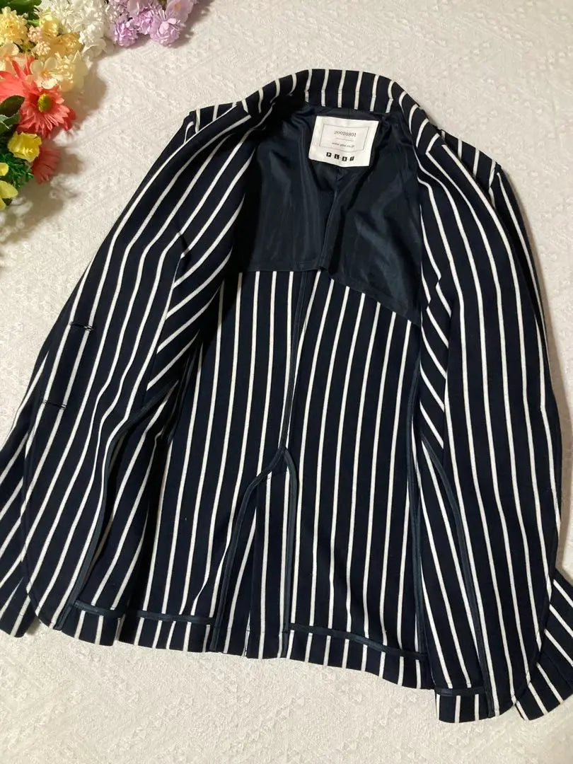 Beautiful condition ✨ PLST stripe jacket navy x white large L