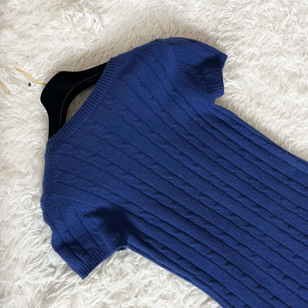 2 Theory Cashmere Cable Knit Knit Dress Blue S | 2 セオリー カシミヤ ケーブルニット ニットワンピース 青 ブルー S