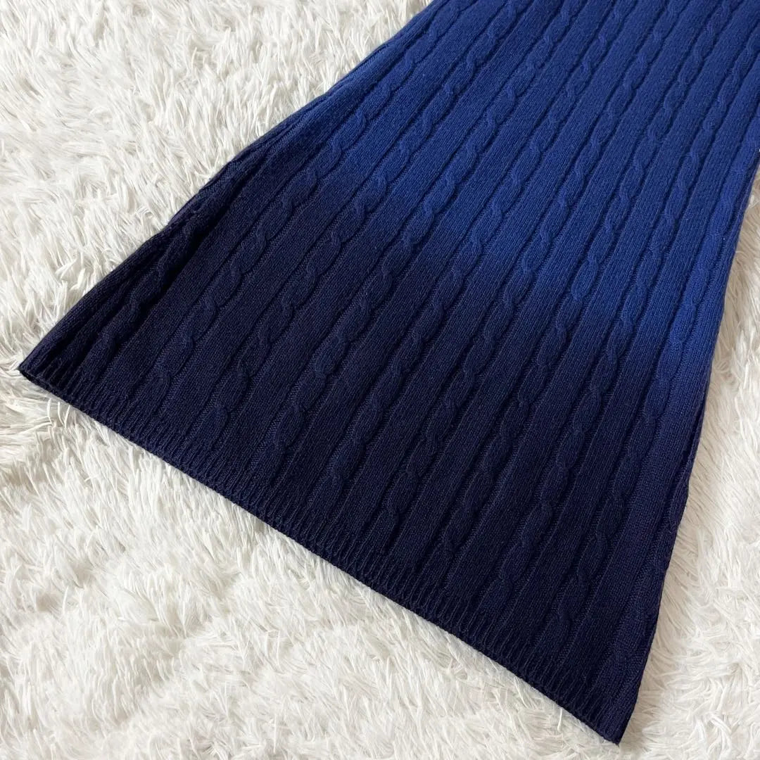 2 Theory Cashmere Cable Knit Knit Dress Blue S | 2 セオリー カシミヤ ケーブルニット ニットワンピース 青 ブルー S