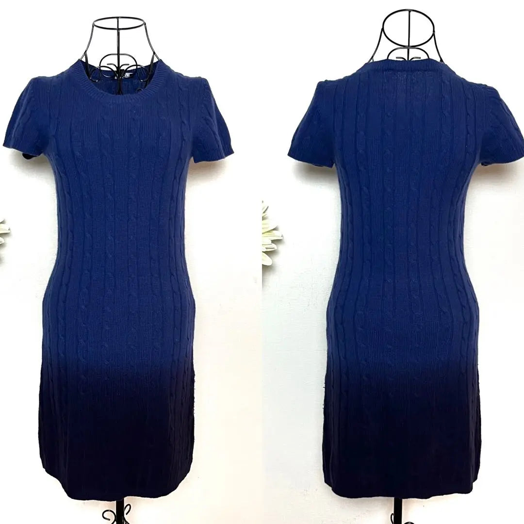 2 Theory Cashmere Cable Knit Knit Dress Blue S | 2 セオリー カシミヤ ケーブルニット ニットワンピース 青 ブルー S