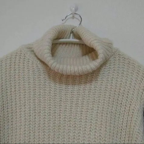 DREAM Turtle neck knit sweater L deformed check ivory | DREAM タートルネック ニット セーター L 変形 チェック アイボリー