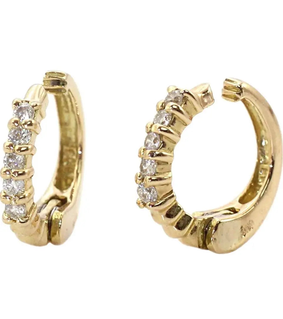 Hoop earrings for women, 18k diamond, K18 yellow gold