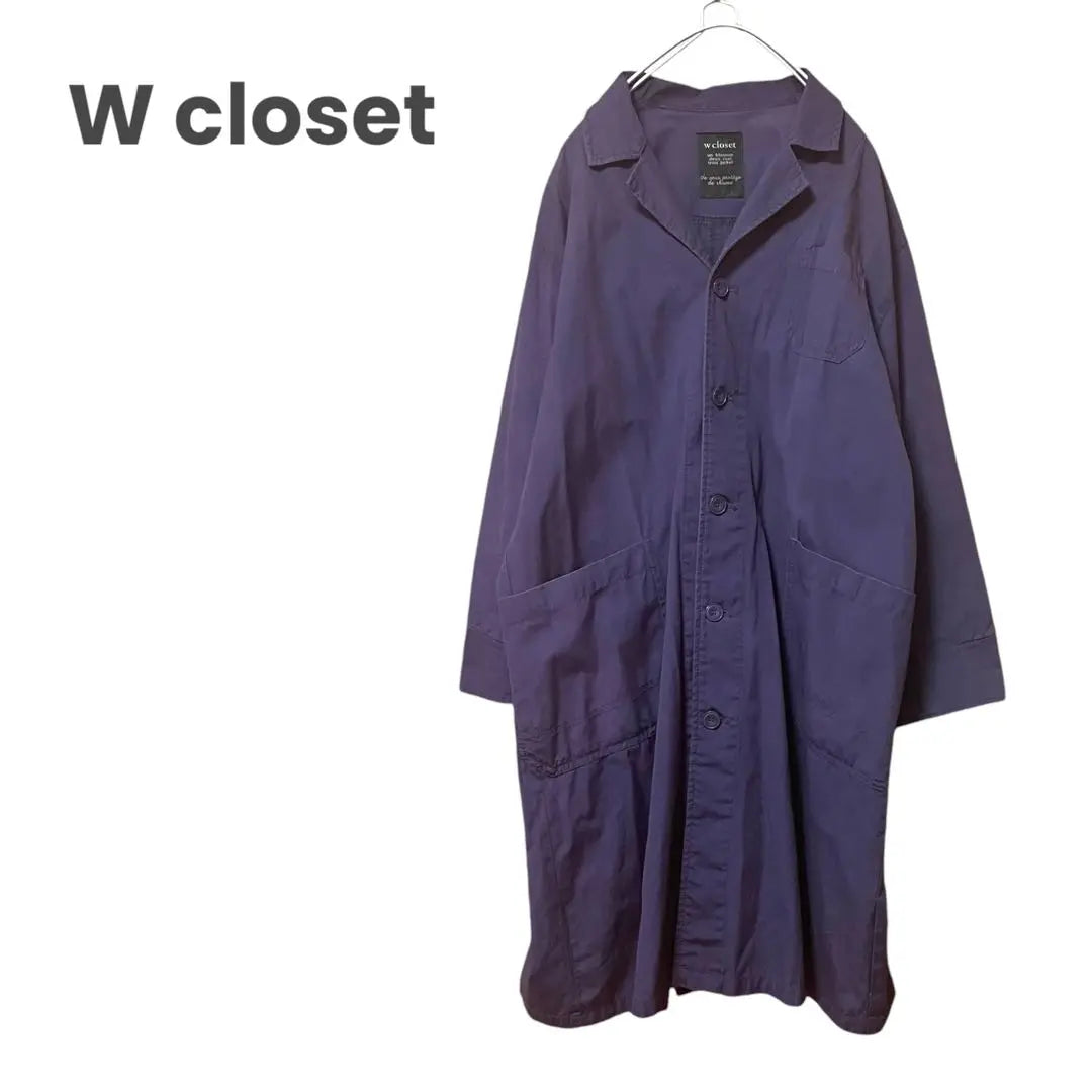 W closet military long coat work coat purple second-hand clothing