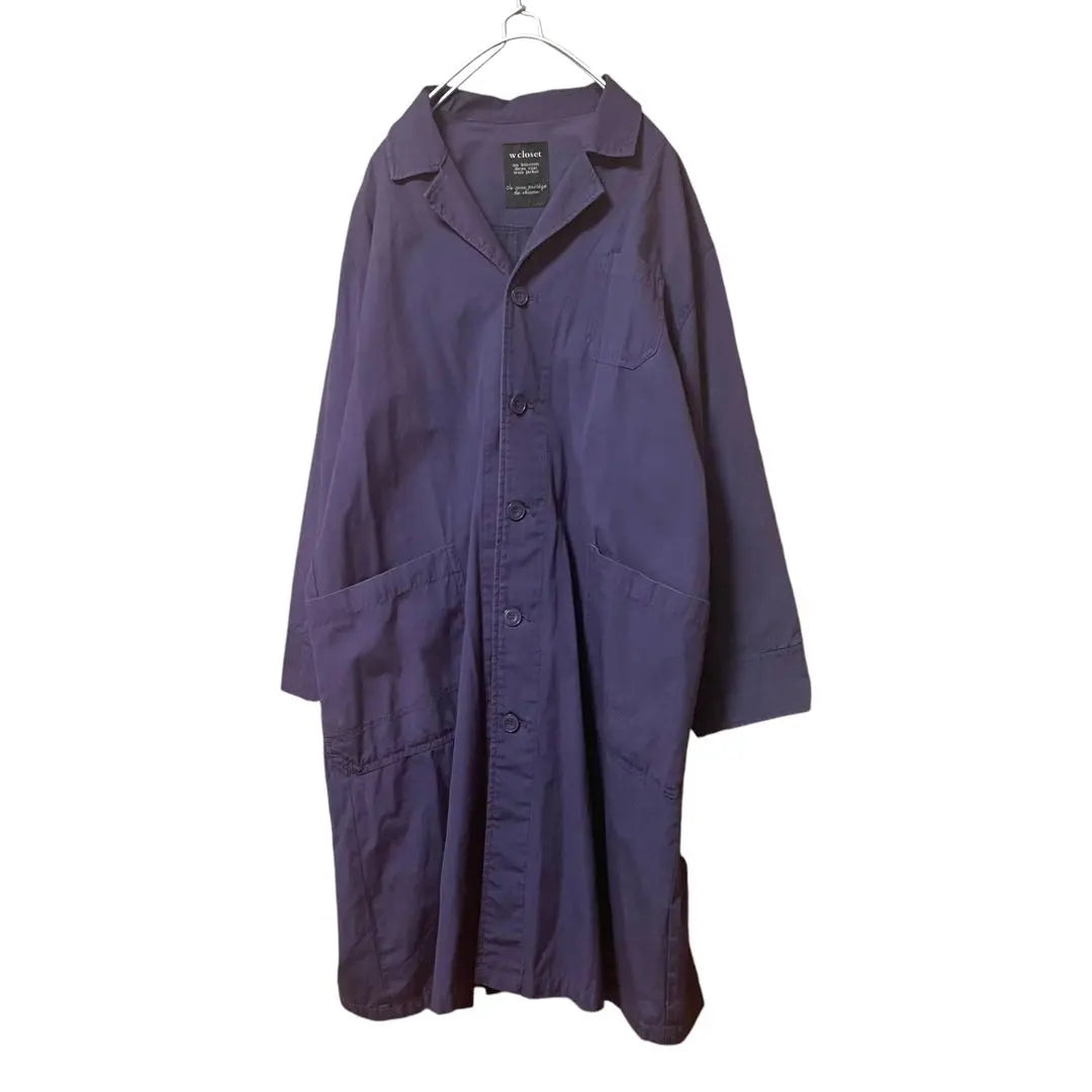 W closet military long coat work coat purple second-hand clothing