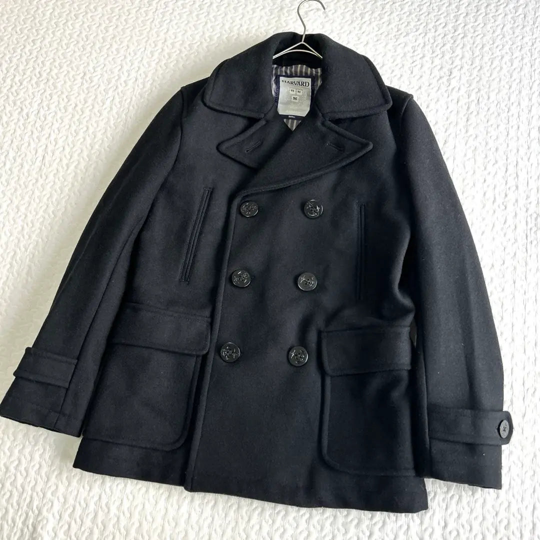 [Buen estado✨] Abrigo P de hombre HARVARD Chaquetón 90% lana Negro Commuting | 【美品✨】HARVARD メンズPコート ピーコート ウール90% ブラック通勤