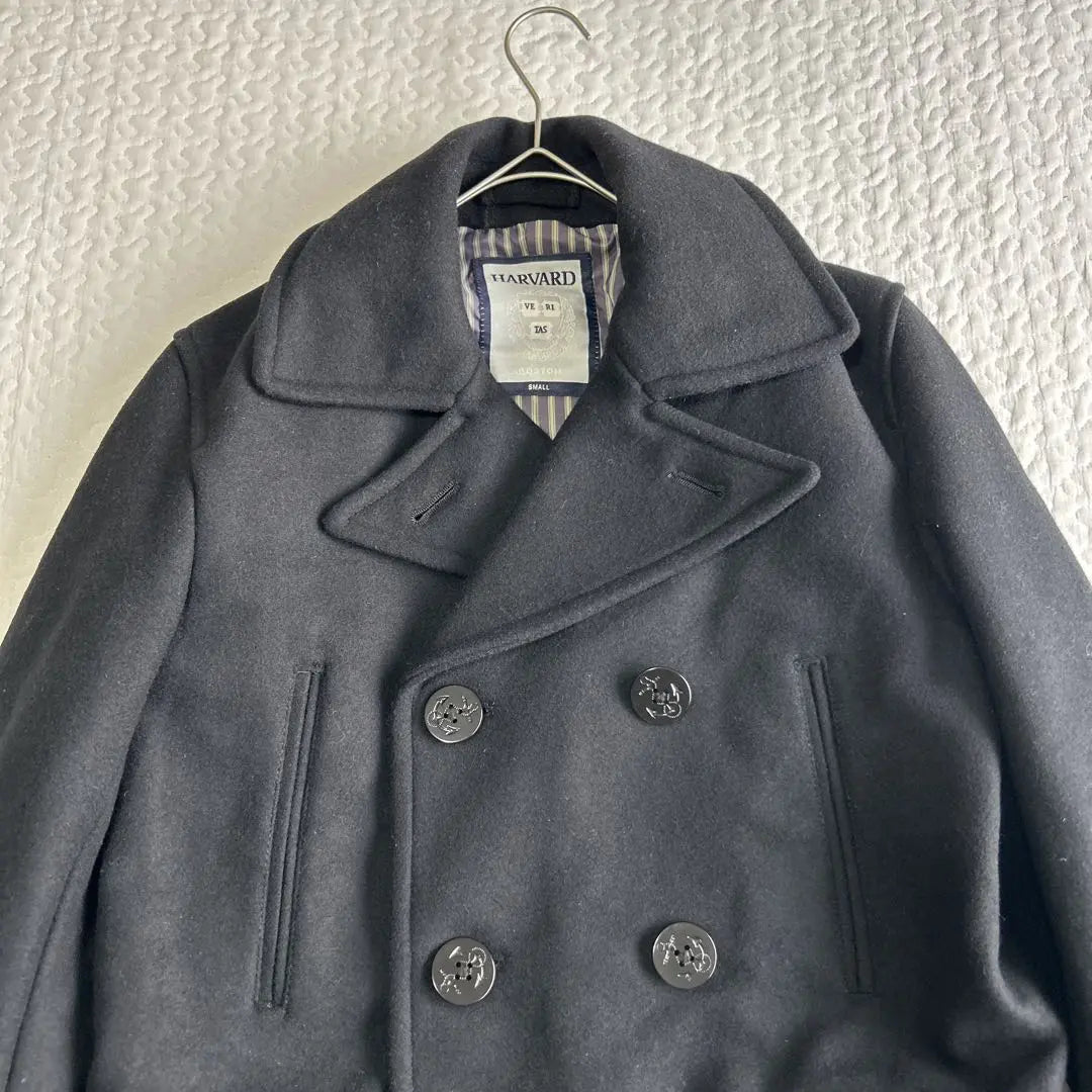 [Good condition✨] HARVARD Men's P coat Pea coat 90% wool Black Commuting | 【美品✨】HARVARD メンズPコート　ピーコート　ウール90% ブラック通勤