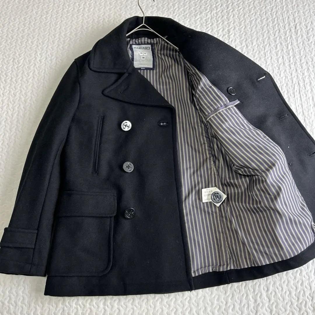 [Good condition✨] HARVARD Men's P coat Pea coat 90% wool Black Commuting | 【美品✨】HARVARD メンズPコート　ピーコート　ウール90% ブラック通勤