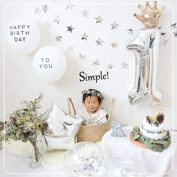 ✨ Último 1 punto ✨ Juego de globos con números para decoración de cumpleaños Plata | ✨ラスト1点✨ 誕生日 飾り付け 数字 バルーン セット シルバー