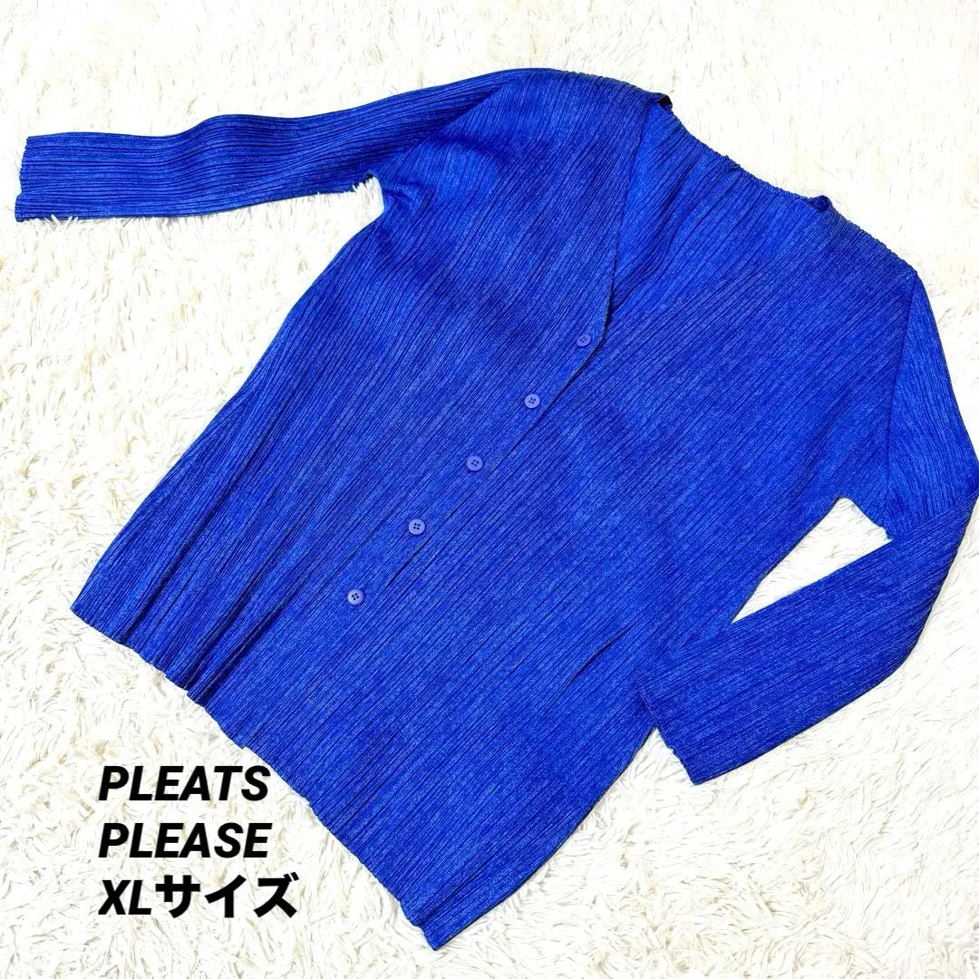 Superb condition ✨PLEATS PLEASE pleated long sleeves long blue cardigan