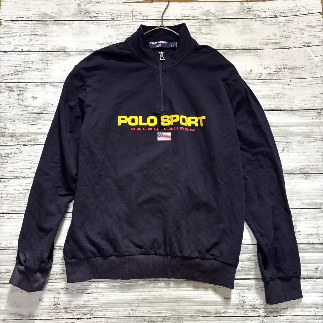 [Ralph Lauren Polo Sports] Sweatshirt Half Zip L Navy Blue