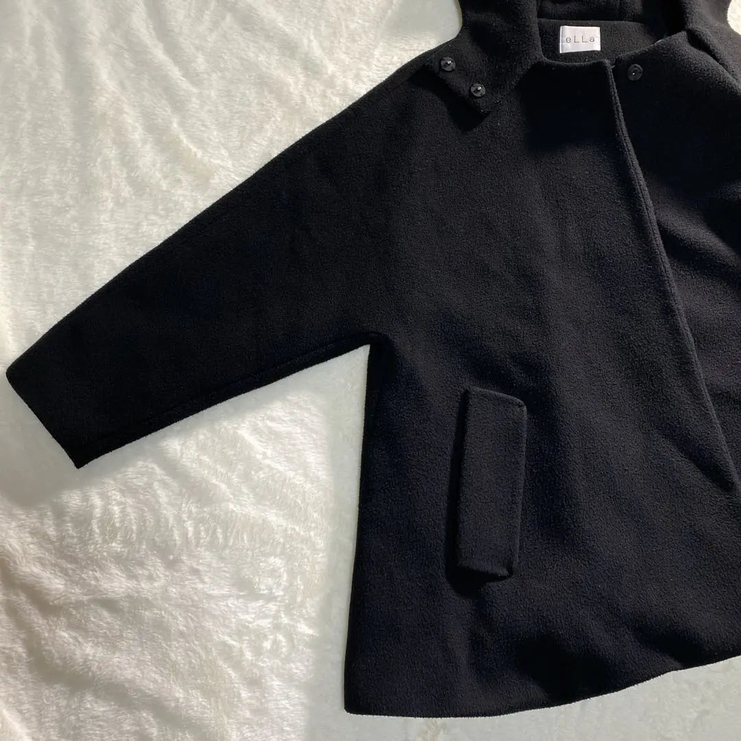 ☆E2-020 eLLa Bonding Sudadera con capucha Abrigo negro Tienda de campaña Abrigo suelto