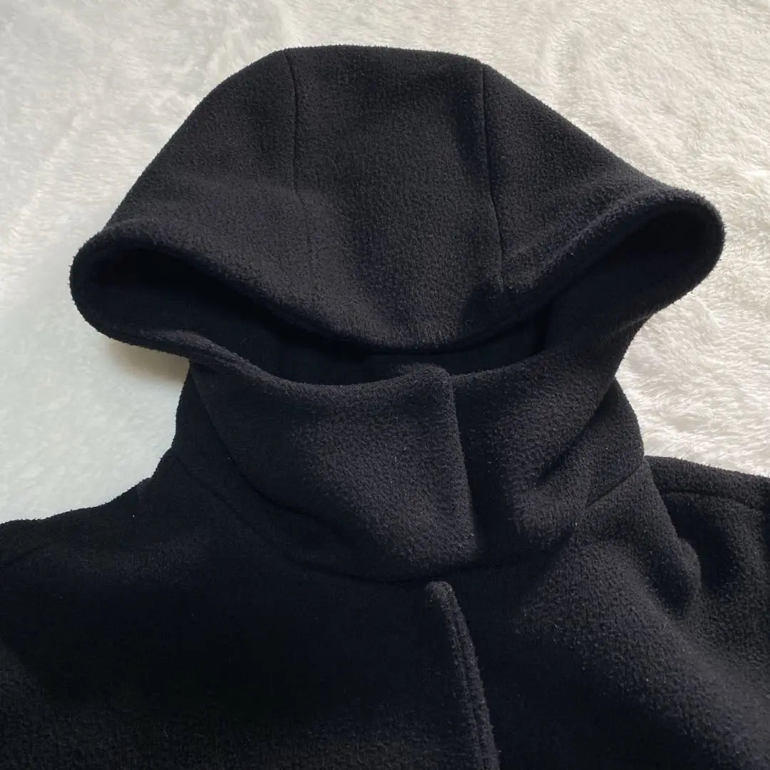 ☆E2-020 eLLa bonding hoodie coat black tent coat loose