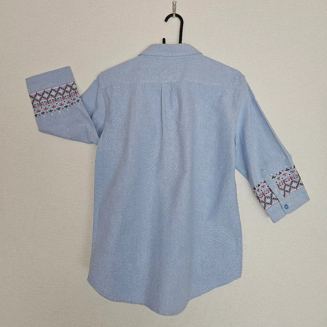 Quash 3/4 sleeve shirt L size light blue embroidery design