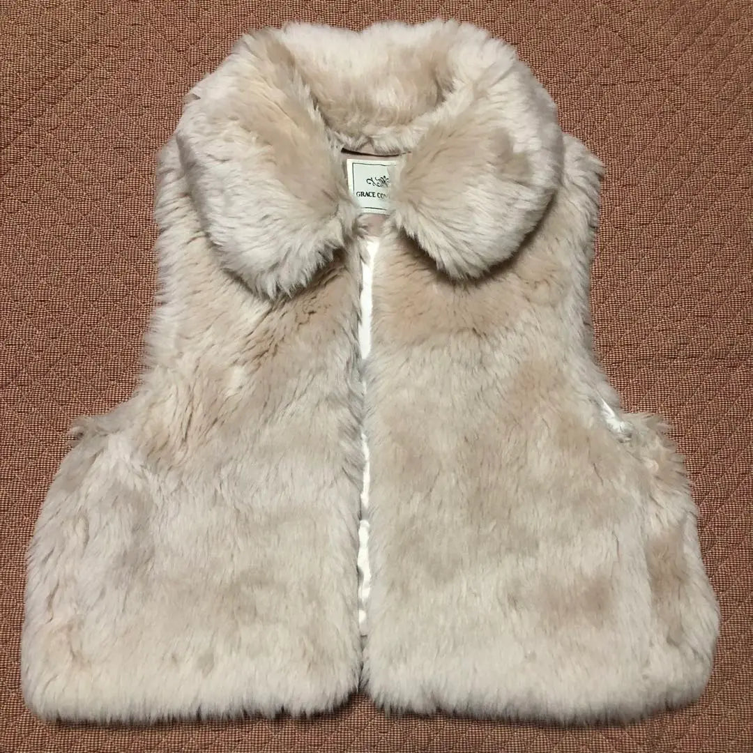 GRACE CONTINENTAL Wool Boa Vest Beige 36 | GRACE CONTINENTAL ウールボアベスト ベージュ 36