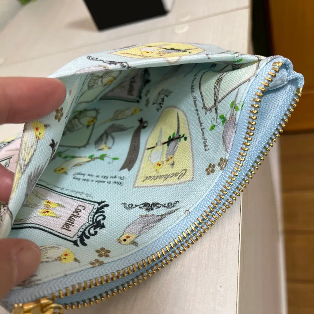 Cockatiel, patch pattern, parakeet, pocket tissue pouch, large, handmade