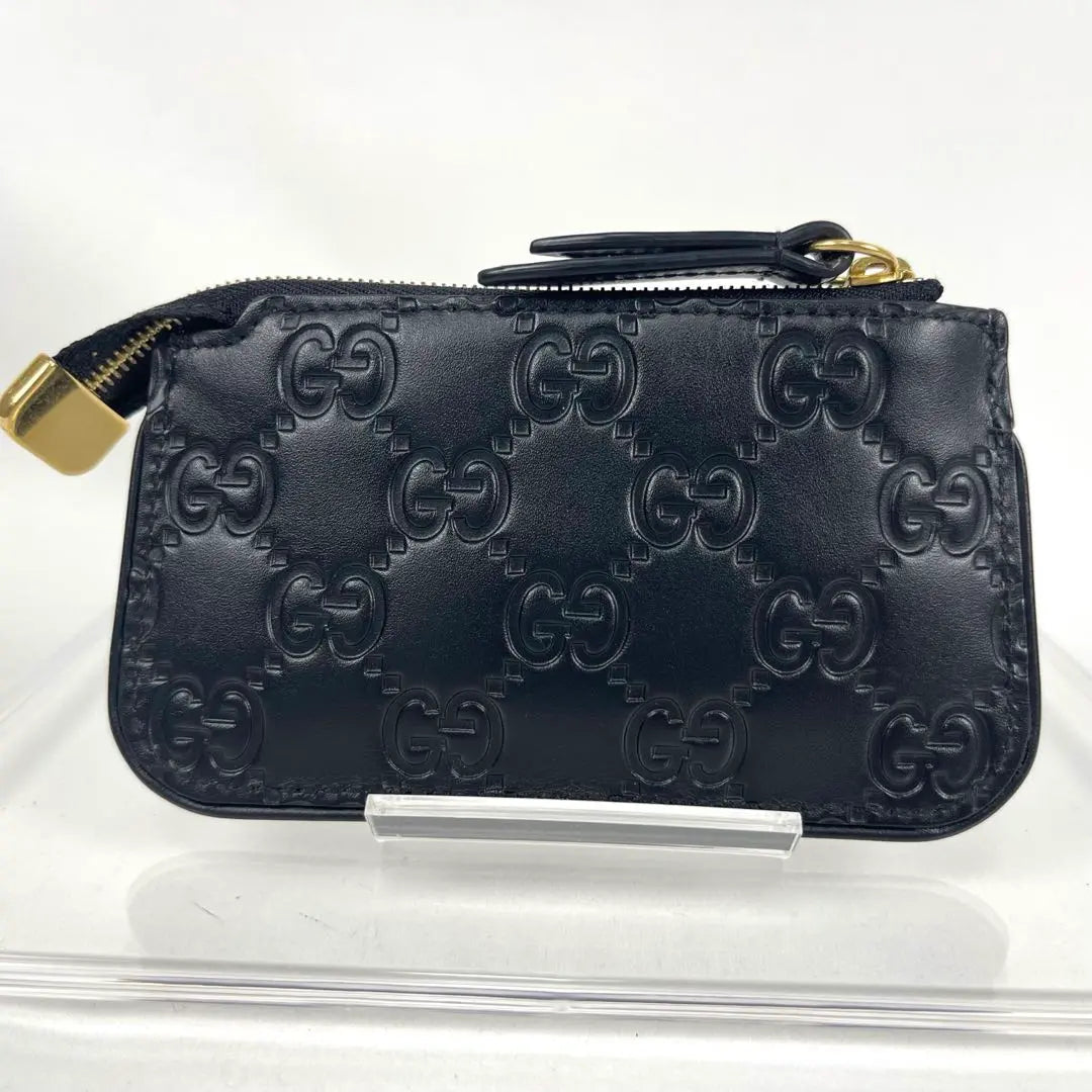 Gucci Monedero Estuche para llaves GG Shima Cuero Dorian Cuero Negro | グッチ コインケース キーケース GGシマレザー ドリアン レザー ブラック