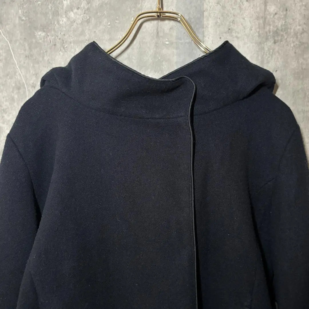 ✨ Beautiful condition✨ Index [M] Cut Melton Short Coat ♡ Hooded Navy