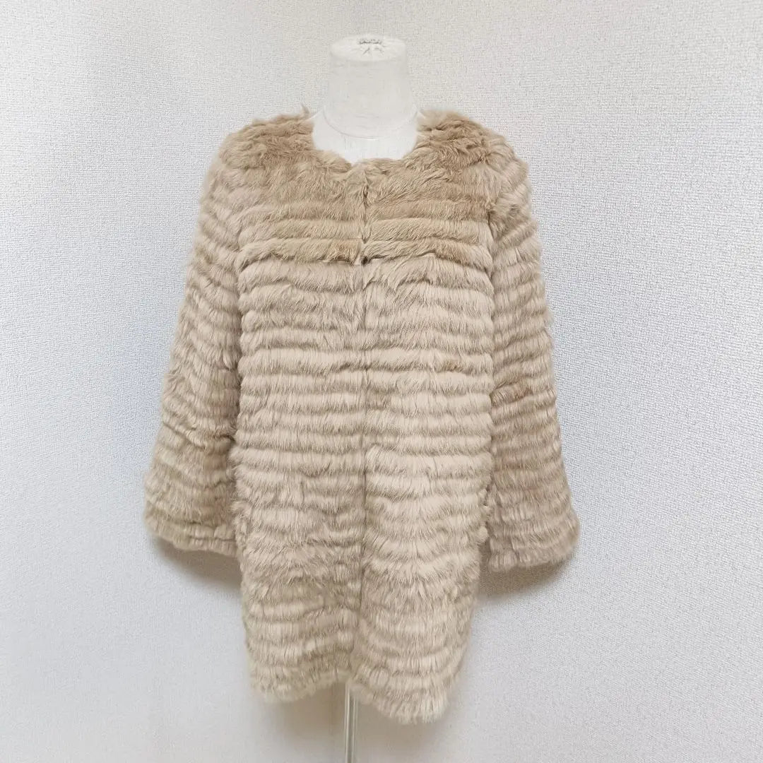 Sneidel Rabbit Fur No Collar Coat Fur Outerwear Beige 0