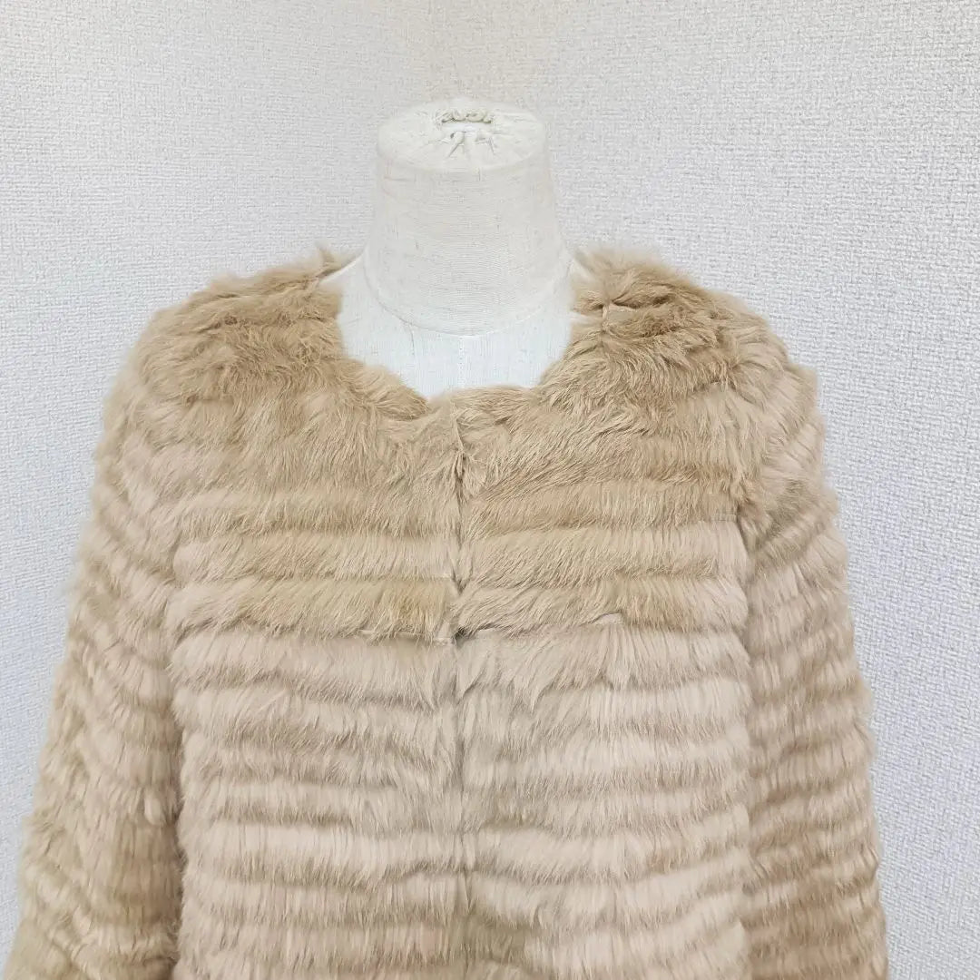 Sneidel Rabbit Fur No Collar Coat Fur Outerwear Beige 0