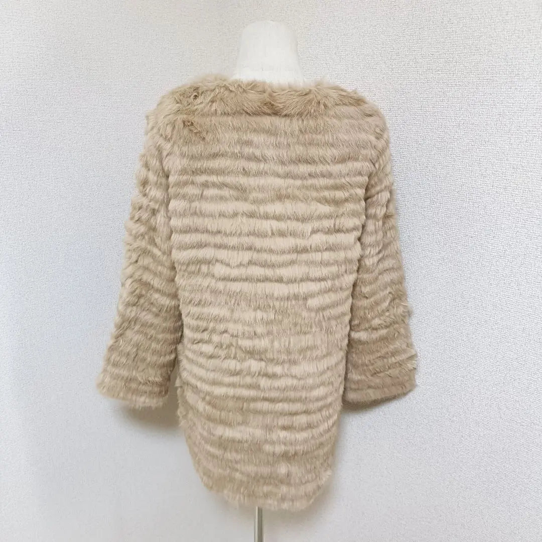 Sneidel Rabbit Fur No Collar Coat Fur Outerwear Beige 0