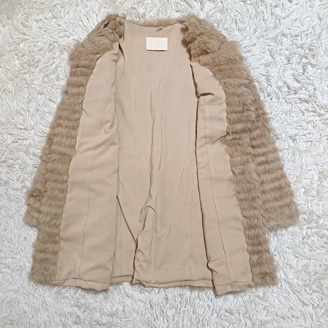 Sneidel Rabbit Fur No Collar Coat Fur Outerwear Beige 0