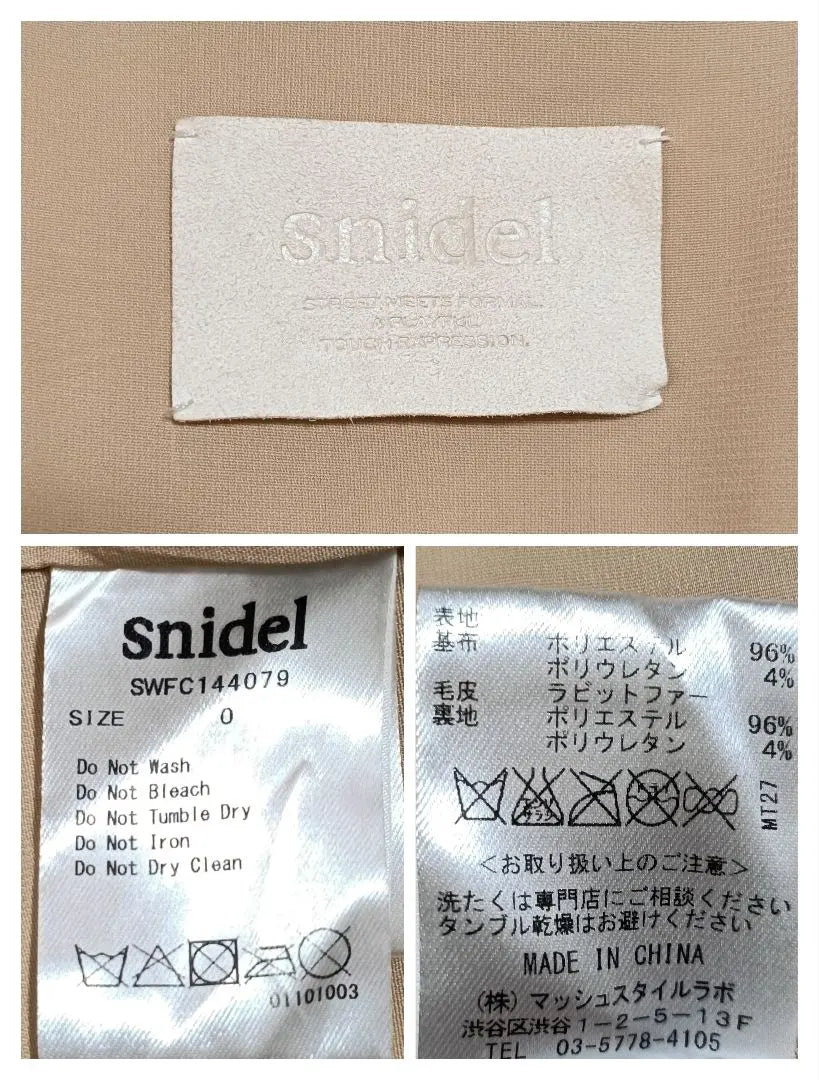 Abrigo de piel de conejo sin cuello de Sneidel, abrigo de piel beige 0