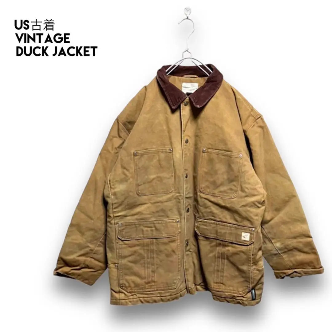 USA Vintage Duck Jacket Coverall Collar Corduroy Men's XL