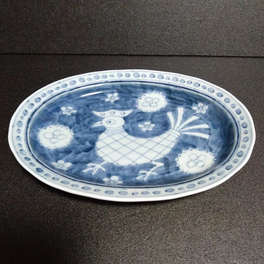 Unused Hasami ware Hayashikuro kiln oval large plate Hinamatsuri table coordination