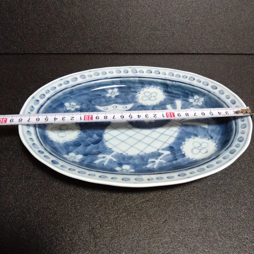 Unused Hasami ware Hayashikuro kiln oval large plate Hinamatsuri table coordination