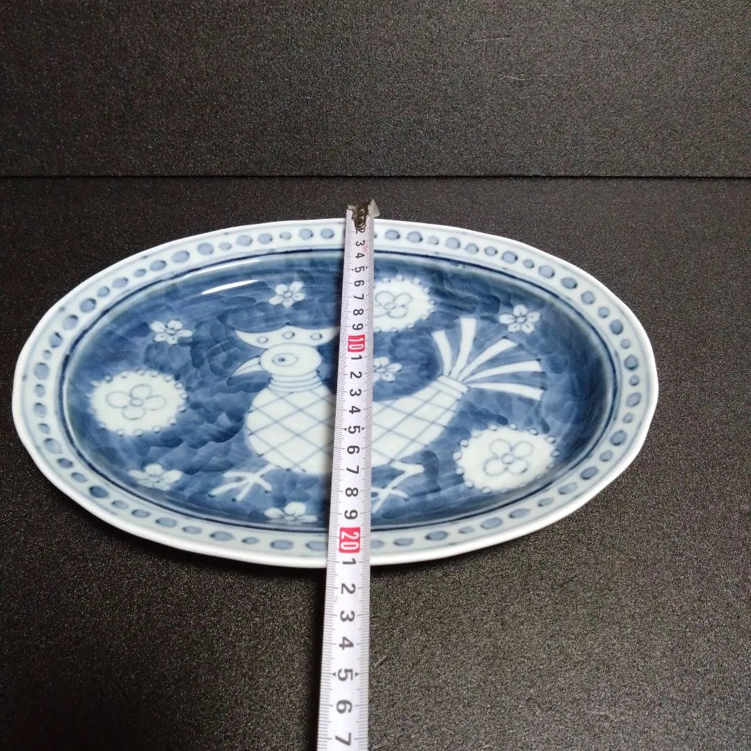 Unused Hasami ware Hayashikuro kiln oval large plate Hinamatsuri table coordination