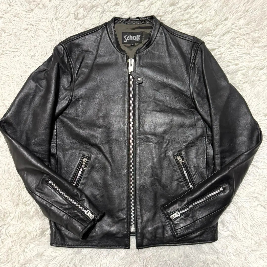 Chaqueta de piel de oveja negra para un solo jinete ✨Schott × EDIFICE