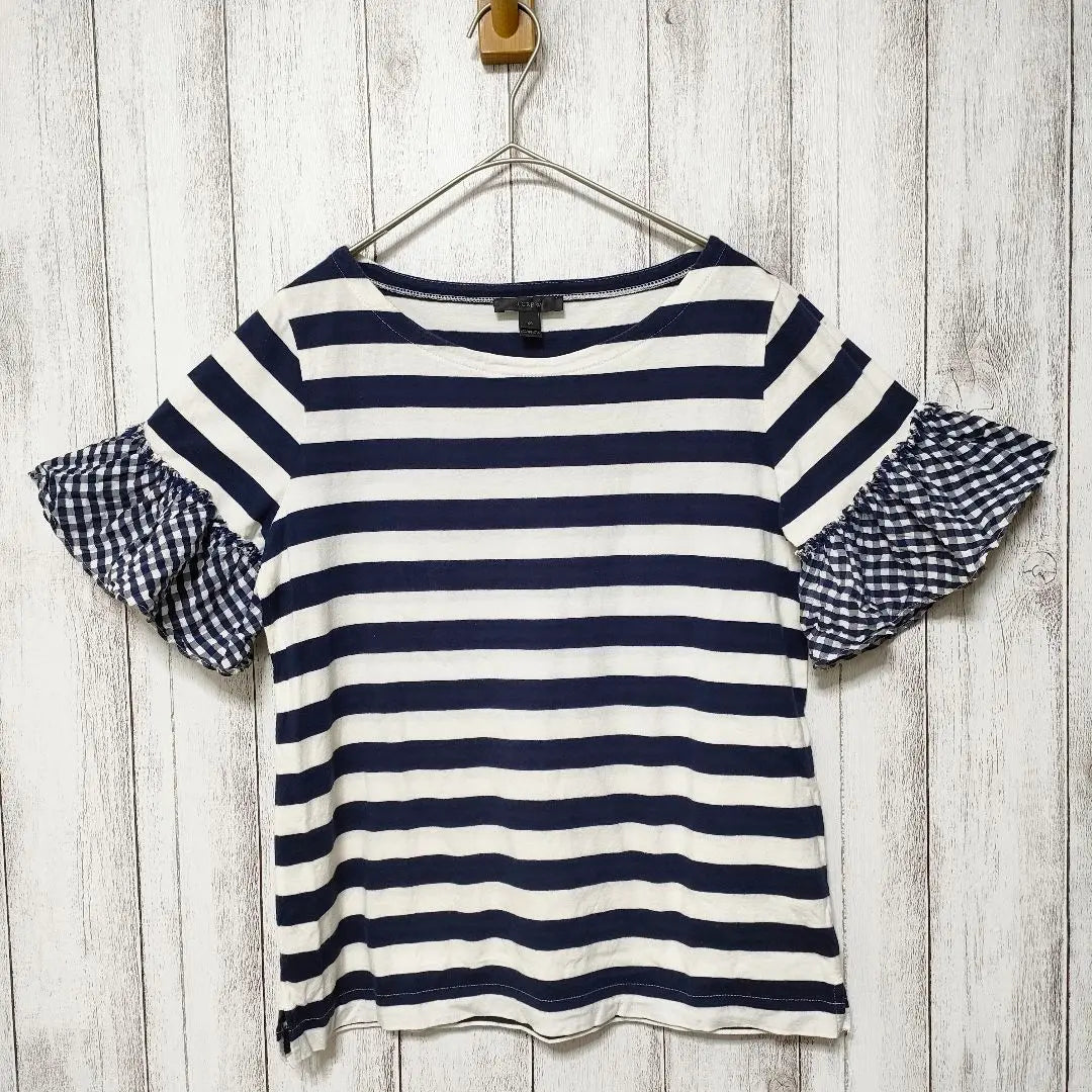 J.CREW (XS) Gingham Ruffle Sleeve Tops