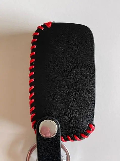 Renault Smart Key Case with 3 Button Black Sewing Thread Red 1