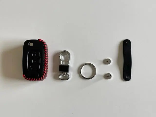 Renault Smart Key Case with 3 Button Black Sewing Thread Red 1