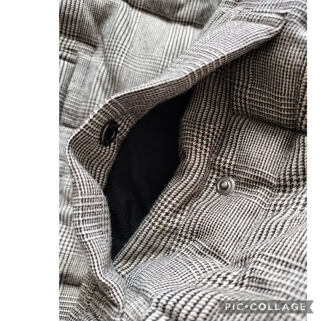 Productos hermosos United Arrows ★ Chaqueta de plumón con cuello alto escalonado con sistema de té de lana | 美品ユナイテッドアローズ★ダウンジャケット 立ち襟 千鳥柄 ウール 茶系 L